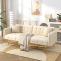 Sofa, Dolamaní, 215 x 81,5 cm, 2 W, Beżowy, aksamit, 2-osobowa, funkcja spania, regulowane oparcie, 2 w 1