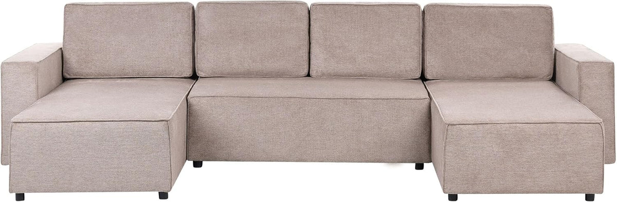 Sofa, Beliani, Brązowy, 4-osobowa, funkcja spania, miejsce do przechowywania