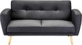 Sofa rozkładana, Beliani, 127x59 cm, Czarny, 2-osobowa, funkcja spania, miejsce do przechowywania