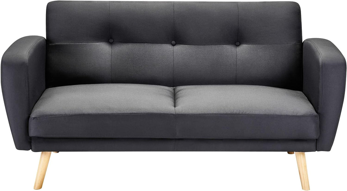 Sofa rozkładana, Beliani, 127x59 cm, Czarny, 2-osobowa, funkcja spania, miejsce do przechowywania
