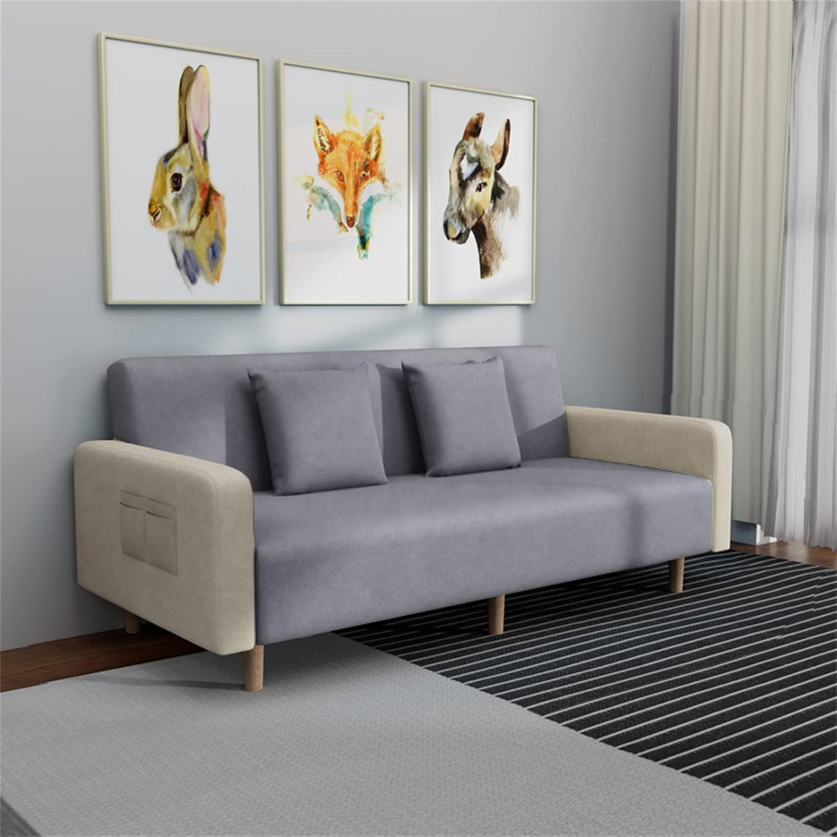 Sofa rozkładana, DameCo, 140 × 61 × 75 cm, Beżowy, 2-osobowa, składana konstrukcja