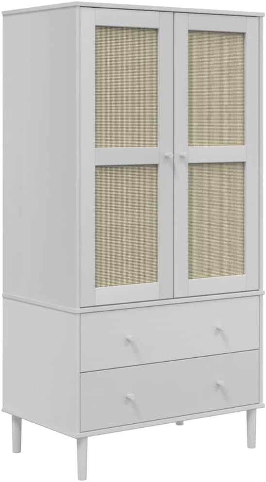 Szafa do sypialni, Teenpull, 90 x 55 x 175 cm, Biały, lite drewno, 2 szuflad
