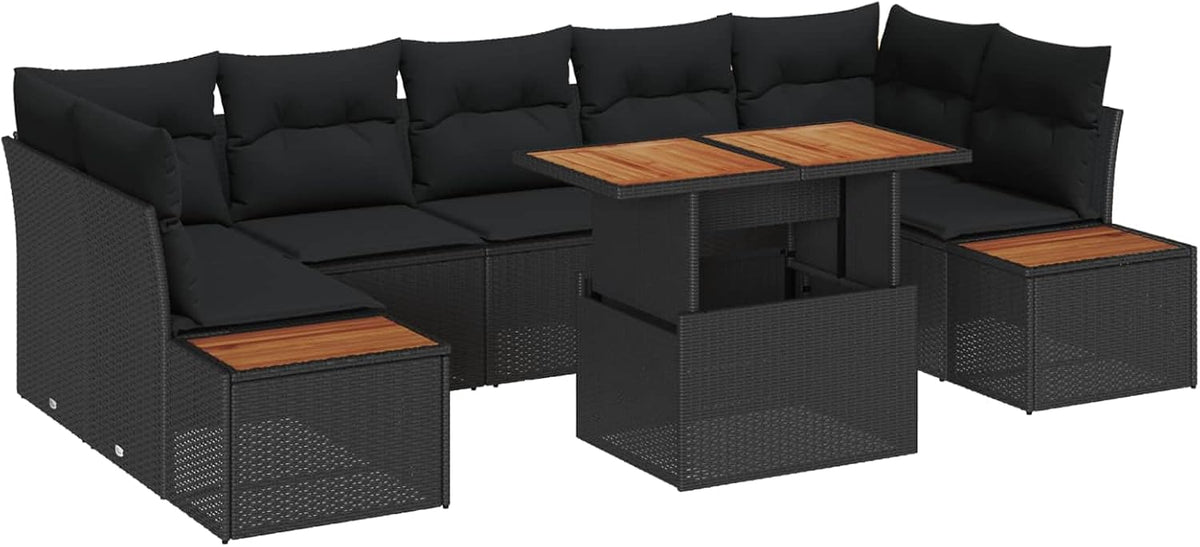 Zestaw mebli do jadalni, Bucmath, 100 x 55 x 73 cm, Czarny/Brązowy, stal malowana proszkowo, miejsce do przechowywania, modułowa konstrukcja