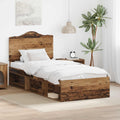 FWIKDUN, Rama łóżka, 75 x 190 cm, Biały/Brązowy, lite drewno