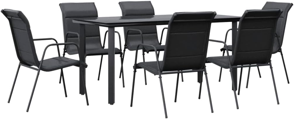 Zestaw mebli do jadalni, vidaXL, 160 x 80 x 74 cm, Czarny, stal malowana proszkowo