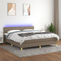Łóżko kontynentalne, Tonture, 160 x 200 cm, 5 V, Brązowy/Szary, lite drewno, oświetlenie LED, USB