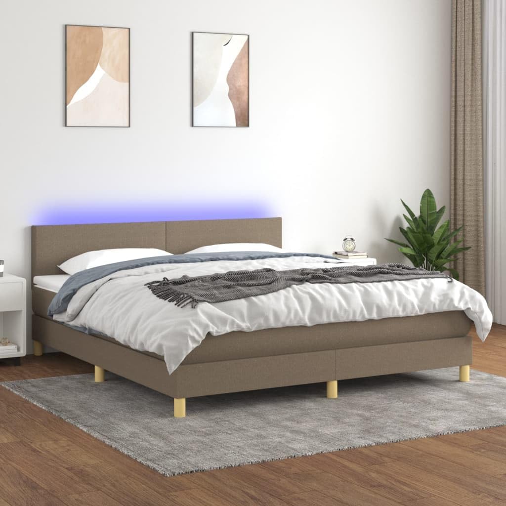Łóżko kontynentalne, Tonture, 160 x 200 cm, 5 V, Brązowy/Szary, lite drewno, oświetlenie LED, USB