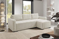 Sofa narożna, LIKMA, 232x96x145 cm, Beżowy, sztruks, funkcja spania