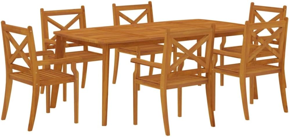Zestaw mebli do jadalni, vidaXL, Brązowy/Pomarańczowy, lite drewno