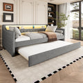 Sofa, Generisch, 90 x 200 cm, Szary, MDF, funkcja spania, miejsce do przechowywania, oświetlenie LED, USB, timer