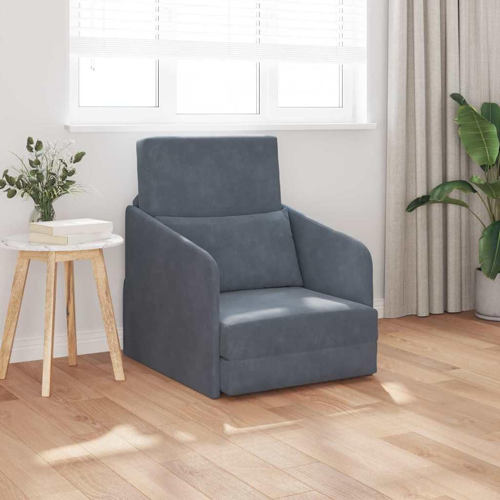 Sofa, Tonture, 65 x 80 x 83 cm, 2 W, Szary, aksamit, funkcja spania, 2 w 1