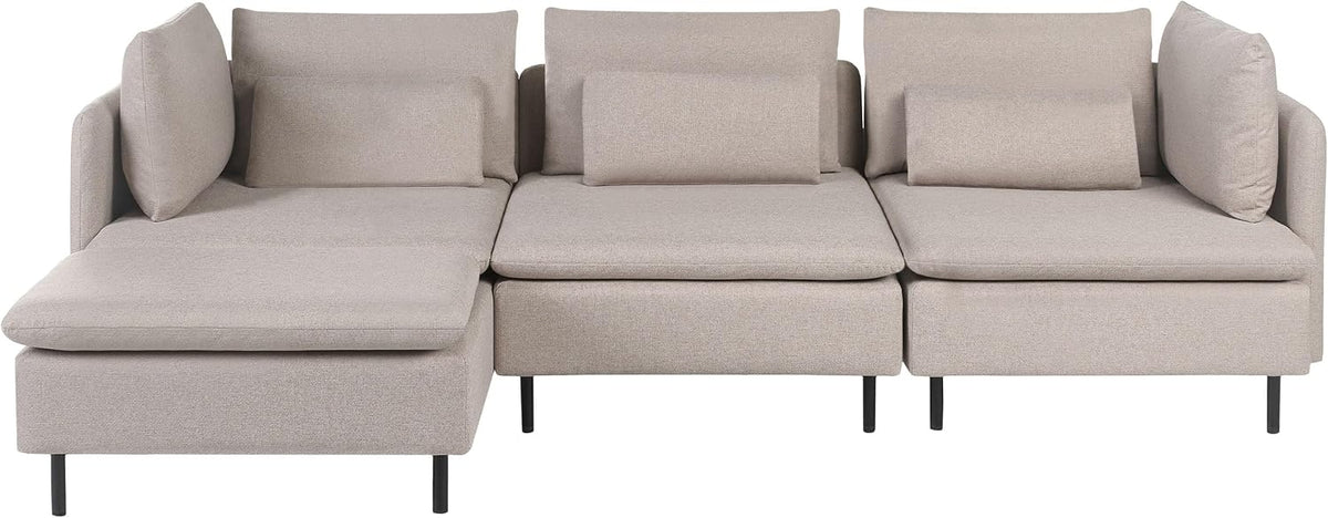 Beliani, Sofa, 275x149 cm, Beżowy, sztruks, 3-osobowa, modułowa konstrukcja