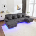 Generisch, Sofa, 20 W, 3,20 m, Szary, modułowa konstrukcja, oświetlenie LED, USB, pilot zdalnego sterowania, praca bezprzewodowa