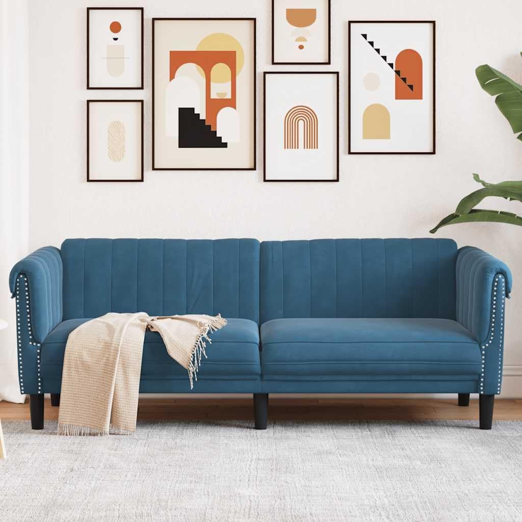RMIHSJG, Sofa, 203 x 77 x 74 cm, Biały/Niebieski, lite drewno, 3-osobowa
