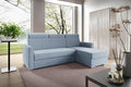 Sofa narożna, LIKMA, 213x100x165 cm, Szary/Niebieski, aksamit, funkcja spania