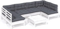 Zestaw wypoczynkowy, GeenYuu, 63,5 x 63,5 x 62,5 cm, 110 kg, Biały, lite drewno, modułowa konstrukcja, odporność na warunki atmosferyczne