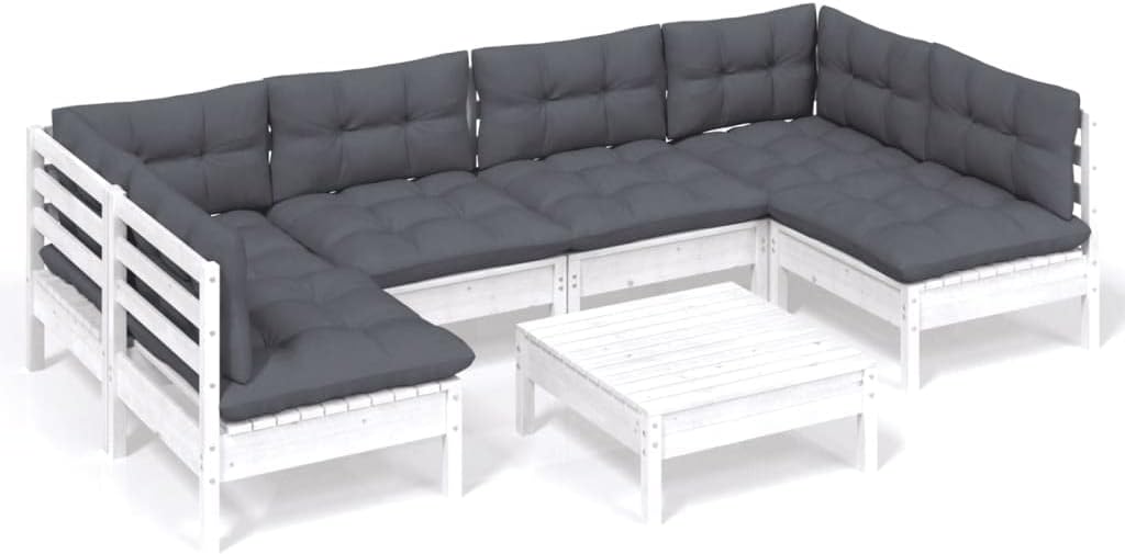 Zestaw wypoczynkowy, GeenYuu, 63,5 x 63,5 x 62,5 cm, 110 kg, Biały, lite drewno, modułowa konstrukcja, odporność na warunki atmosferyczne