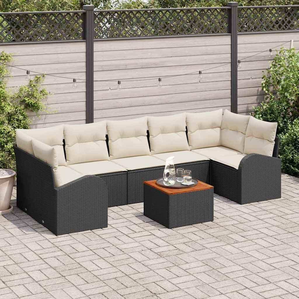 Runheo, Sofy, 55 x 62 x 69 cm, 845 kg, Czarny/Beżowy, polirattan, miejsce do przechowywania, modułowa konstrukcja, odporność na warunki atmosferyczne