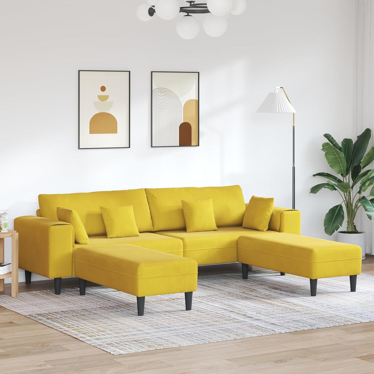 RMIHSJG, Sofa, 208 cm, Żółty, aksamit, 4-osobowa