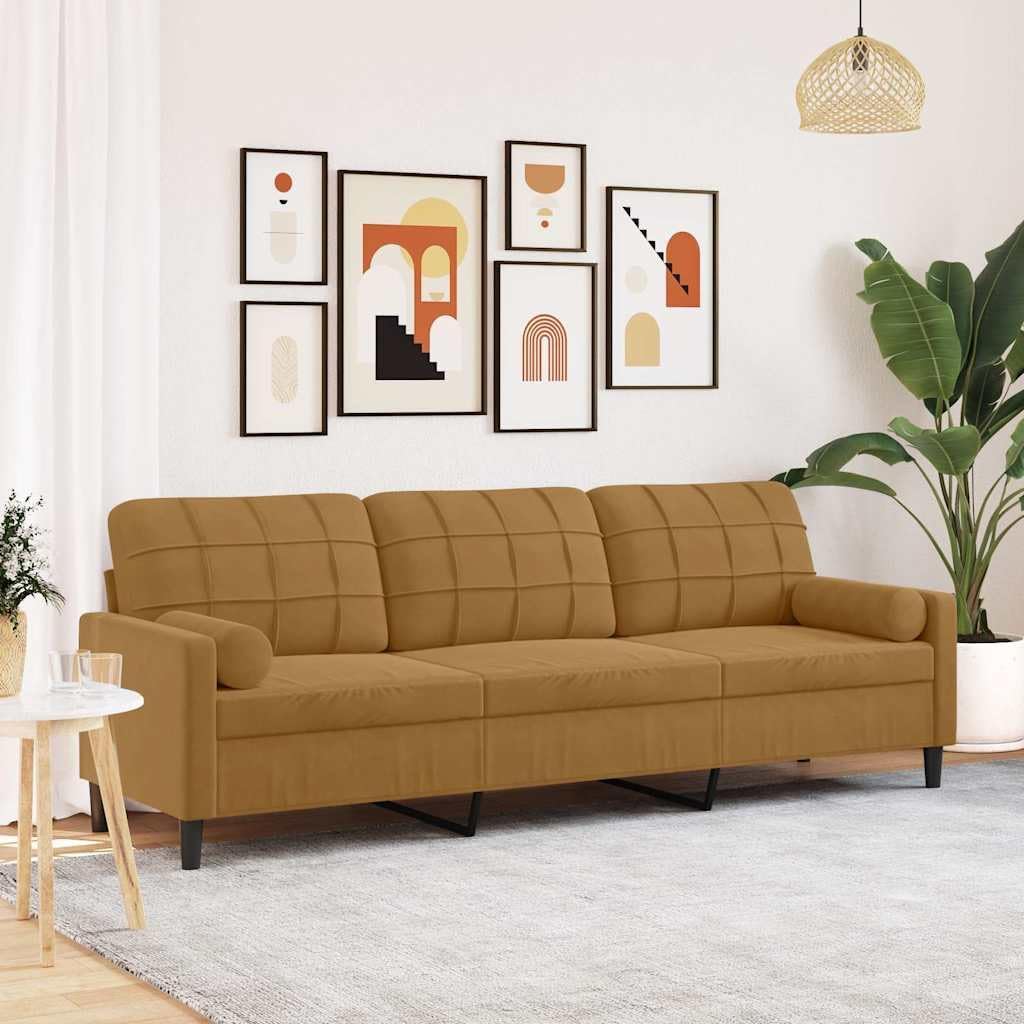 Keeushr, Sofa, 210 cm, Brązowy, aksamit, 3-osobowa