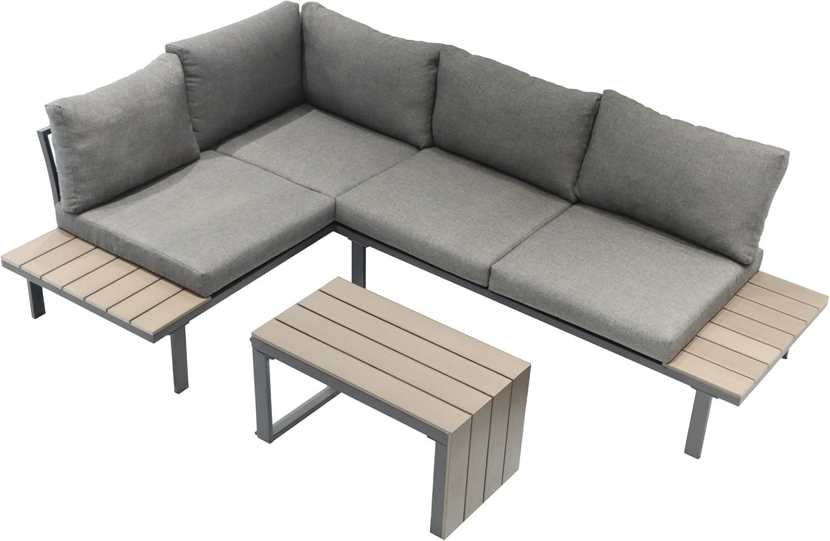 Koll Living, Zestaw wypoczynkowy, 64 cm, Szary/Czarny, modułowa konstrukcja, odporność na warunki atmosferyczne