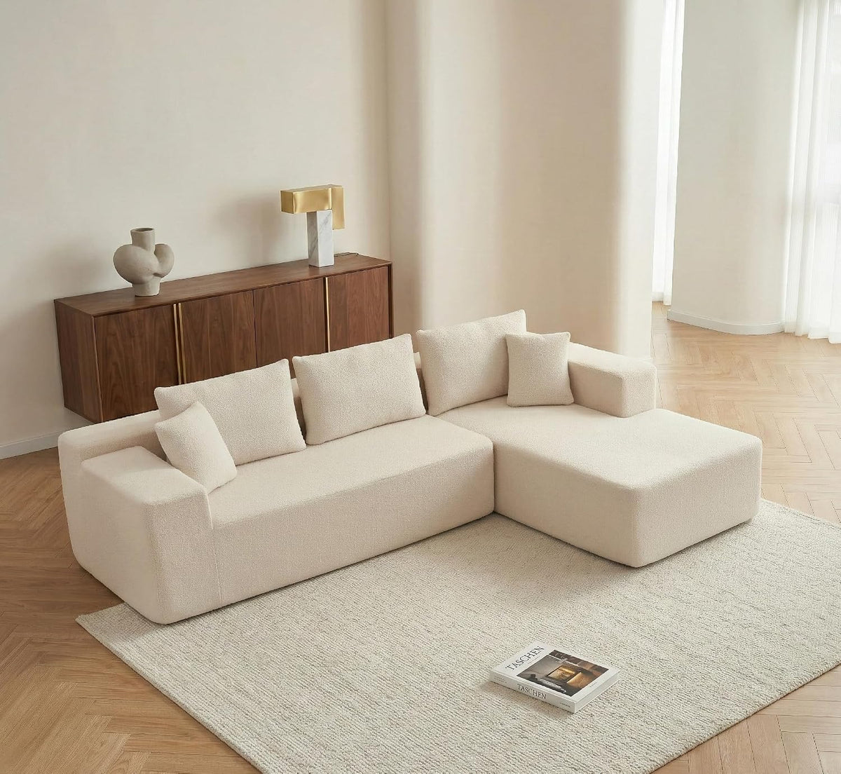 Szezlong, Galyar, 236 x 173 x 58 cm, Beżowy, sztruks, modułowa konstrukcja