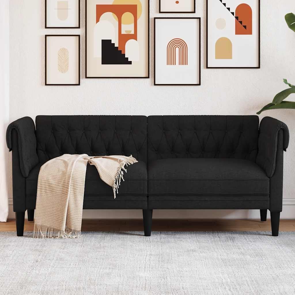 Sofa, Keeushr, 182,5 x 74,5 x 74,5 cm, Czarny, lite drewno, 2-osobowa