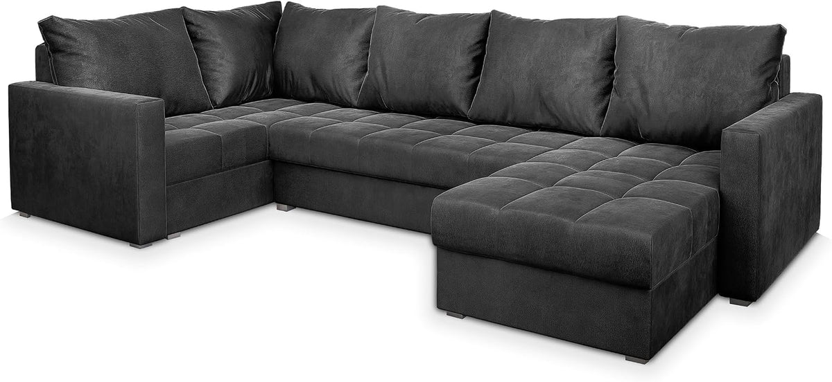 Sofa rozkładana, Masseno, 130x265 cm, Szary, płyta wiórowa, funkcja spania, miejsce do przechowywania