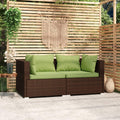 Sofa, Bucmath, 140 x 70 x 60,5 cm, Brązowy/Zielony, stal malowana proszkowo, 2-osobowa, modułowa konstrukcja, odporność na warunki atmosferyczne