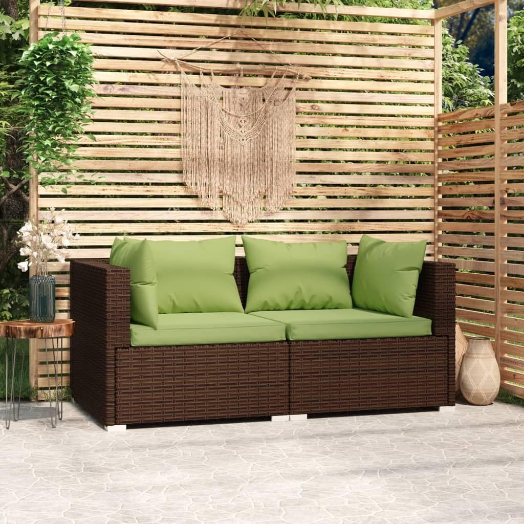 Sofa, Bucmath, 140 x 70 x 60,5 cm, Brązowy/Zielony, stal malowana proszkowo, 2-osobowa, modułowa konstrukcja, odporność na warunki atmosferyczne