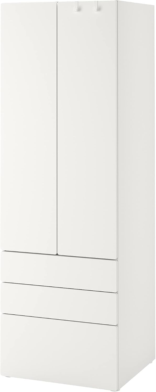 Szafa do sypialni, Ikea, 60x42x181 cm, Biały, 3 szuflad