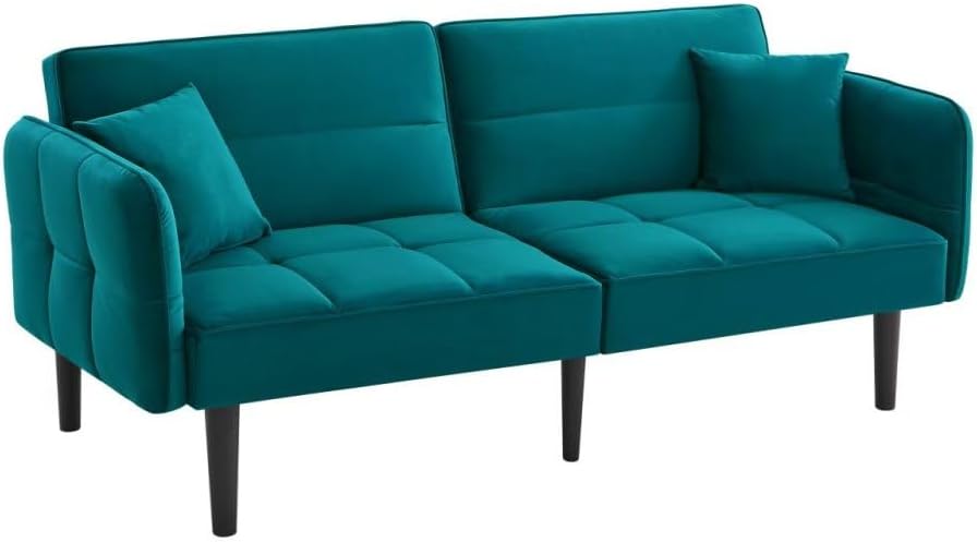 Sofa, MUZHIXIANG, 2 W, 35 × 35 cm, Niebieski, 2-osobowa, funkcja spania, regulowane oparcie, składana konstrukcja, 2 w 1