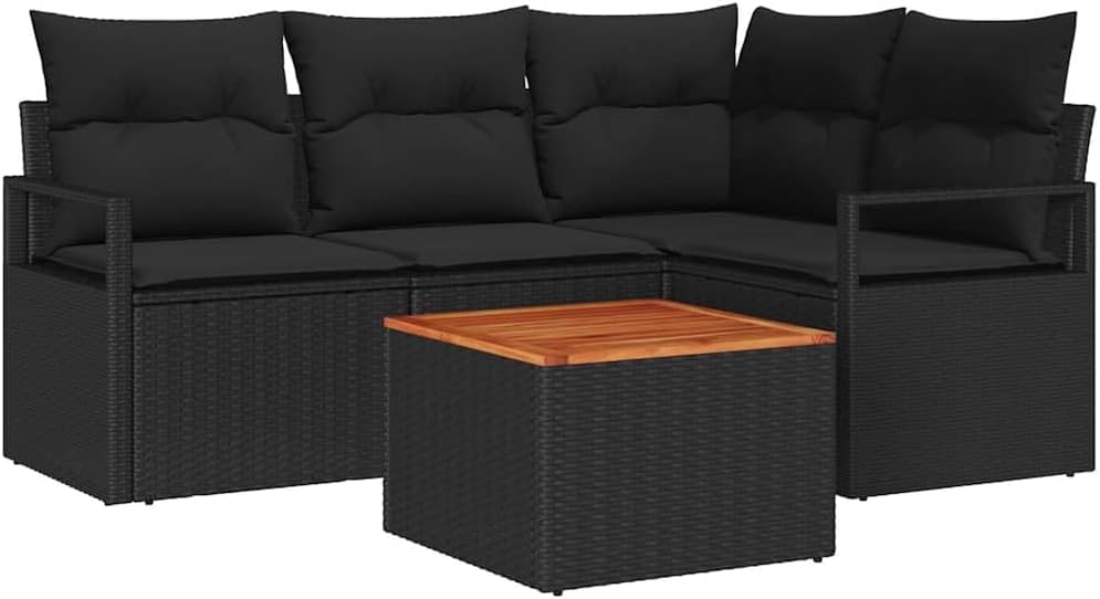 vidaXL, Sofy, Czarny, polirattan, modułowa konstrukcja, ochrona UV