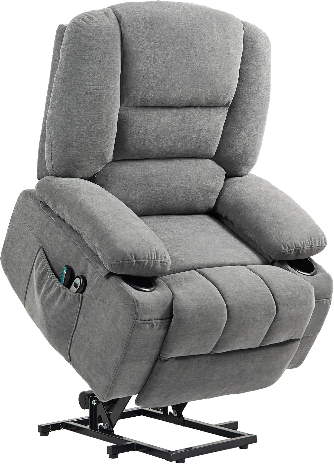 HOMCOM, Fotel, 102 W, 190 cm, Szary/Czarny, pilot zdalnego sterowania