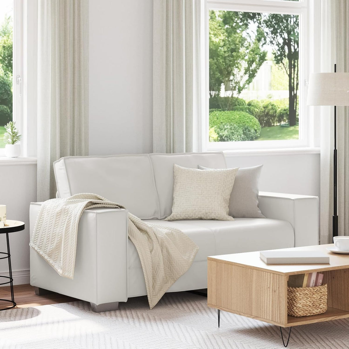 Sofa, vidaXL, 160 cm, Biały, aksamit