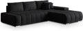 Masseno, Sofa rozkładana, 225x135 cm, Czarny, płyta wiórowa, funkcja spania, miejsce do przechowywania